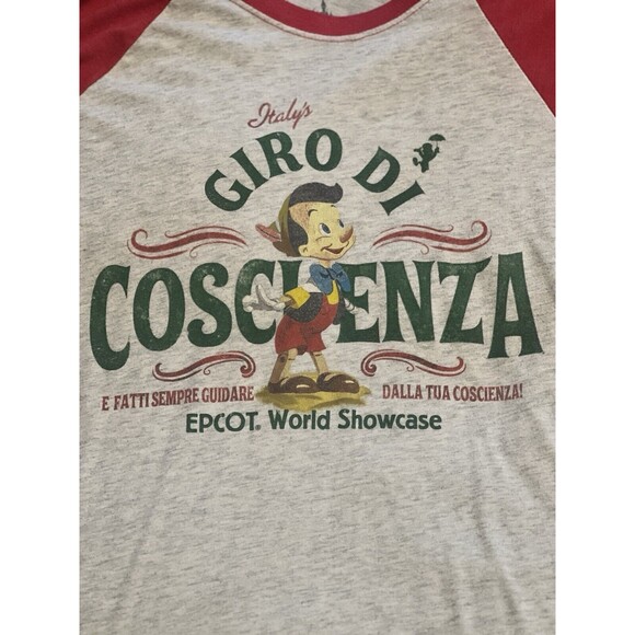Disney Parks Epcot Italy Pavilion Pinocchio "Conscienza" Raglan T Shirt Size S - Picture 3 of 8